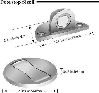 Магнітний дверний обмежувач, підлоговий магнітний дверний обмежувач з нержавіючої сталі, самоклеючий, виготовлений з матового ніке