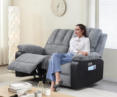 Електричний диван LSLIFE з функцією масажу та підігріву, масажний диван, крісло, лінивий реклайнер для людей похилого віку, ергономічний диван для відпочинку (синій, 2 особи)