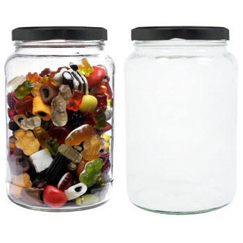 Набір з 2 банок для консервування, 1,7 літра, з кришкою, чорного кольору, включаючи етикетки