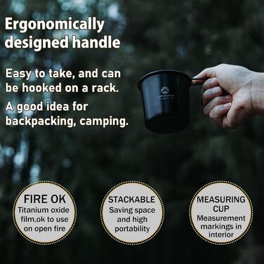 Набір з 2 предметів Campingmoon BKS-190-2P з нержавіючої сталі 304, малий, 210 мл, чорний