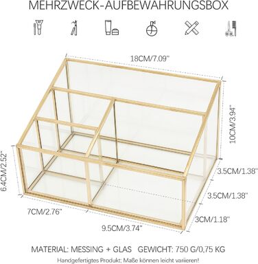 Органайзер для косметики, золотий органайзер для туалетного столика, тримач для пензлів для макіяжу, тримач для палітри тіней для повік з 4 відділеннями, прозорий органайзер для макіяжу для спальні та ванної кімнати, ретро D41B