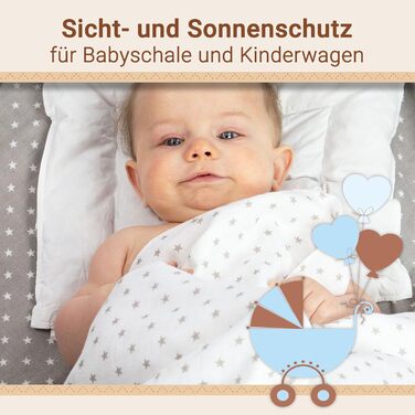 Набір з 10 муслінових серветок для відрижки розміром 80x80 см з бавовни - приємні для шкіри муслінові серветки з милими зірочками