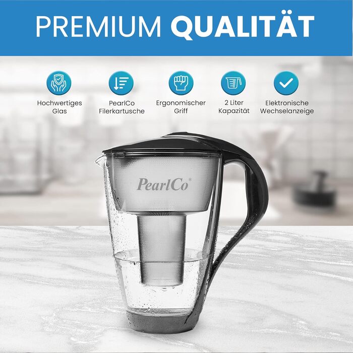 СКЛЯНИЙ фільтр для води PearlCo (антрацит) з 1 магнієвим класичним фільтруючим картриджем - Зроблено в ЄС