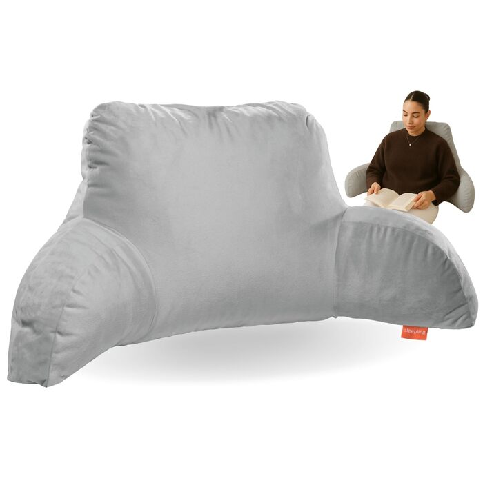 Подушка для читання для сну з підлокітниками, сірий колір, подушка для спини, подушка для сидіння 85 x 40 x 40 см, зроблено в ЄС