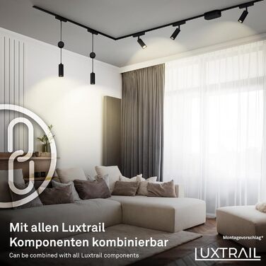 Стартовий набір трекової системи освітлення BRILONER Luxtrail 4 LED-споти, поворотні, розширювані, 2 м, чорний