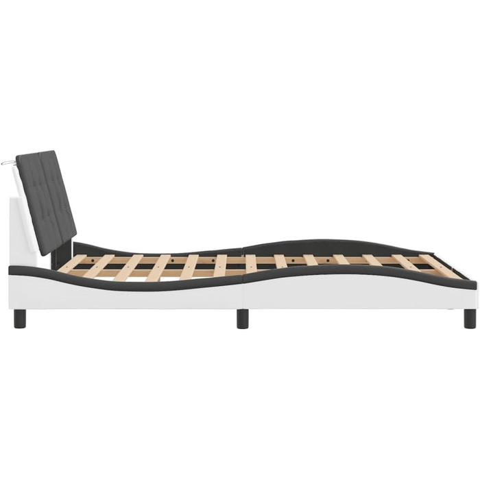 Каркас ліжка vidaXL, Ліжко зі світлодіодним підсвічуванням без матраца, узголів&39я Zadar, каркас ліжка з фанерними ламелями, двоспальне ліжко для спальні, білий чорний 120x200 см