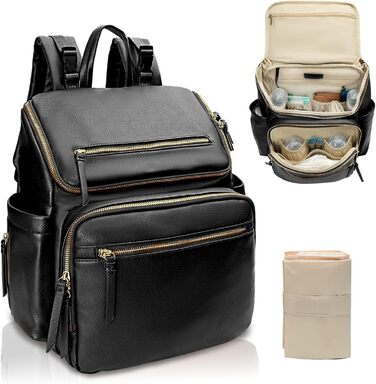 Сумка для сповивання дитини, рюкзак, пеленальна сумка, дорожній рюкзак, дитячі сумки для мам і тат Чорний