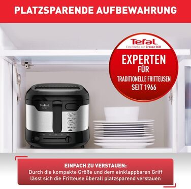 Фритюрниця Tefal Uno M FF215D 1470 Вт місткість 1 кг регульований термостат оглядове вікно положення зливу нержавіюча сталь/чорний