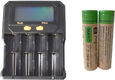 Універсальний зарядний пристрій для літій-іонних (Li-ion) та нікель-металгідридних (Ni-MH) акумуляторів - функція тестування акумулятора - РК-дисплей, USB-кабель - додатково батарейки (вкл. 4 шт. AA/Mignon)