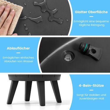 Вуличний всепогодний охолоджувальний стіл, бічний столик об&39ємом 38 л з підйомною кришкою, охолоджувач для напоїв для вечірок, саду, патіо (чорний)