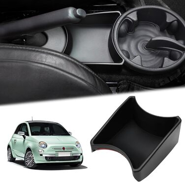 Коробка для зберігання на центральній консолі для Fiat 500 2011-2015 років, центральний підлокітник, органайзер для ручного гальма, внутрішня коробка для зберігання лотка (не підходить для 2015 500C і 2015 500 POP)