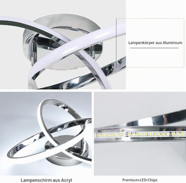Стеля LED-світильник Comely 36W з пультом керування, сучасний дизайн, хром, 40см, сріблястий диммований (3000K-6500K)