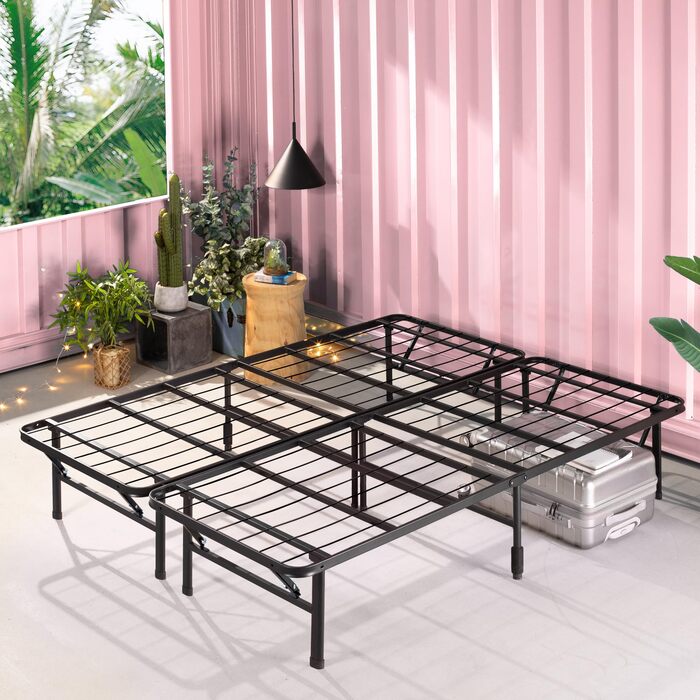 Розкладне ліжко Zinus SmartBase 160 x 190 см Висота 35 см Ідеально підходить як гостьове ліжко з місцем для зберігання речей під ліжком Металеве ліжко Чорне 160 x 190 см Чорний