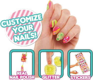 Сюрприз OMG Sweet Nails Fruit Shop Pinky Pops 15 сюрпризів, включаючи справжній лак для нігтів, накладні нігті, наклейки, блискітк