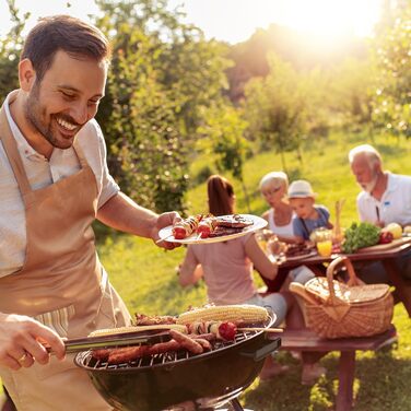 Вугільний гриль-куля, діаметр 44 см, решітка для грилю, гриль-куля з попільником, вугільний гриль на колесах, BBQ, чорний