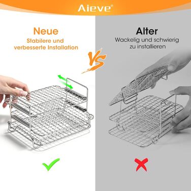 Решітка для гриля Aieve Air Fryer Dehydrate Багатоцільова двошарова стійка Сумісна з аксесуарами AF400EU 9.5-літрової фритюрниці Ninja Foodi Max Dual Zone / SL400EUCP Double Stack XL Air Fryer