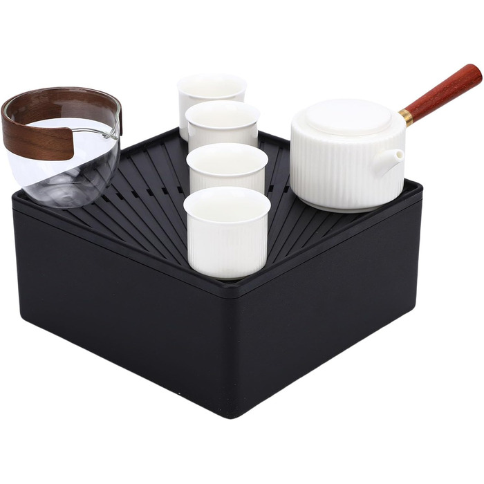 Компактний чайний набір для подорожей, кунг-фу чахай з бічними ручками та чашками, для подорожей, кемпінгу, офісу та дому