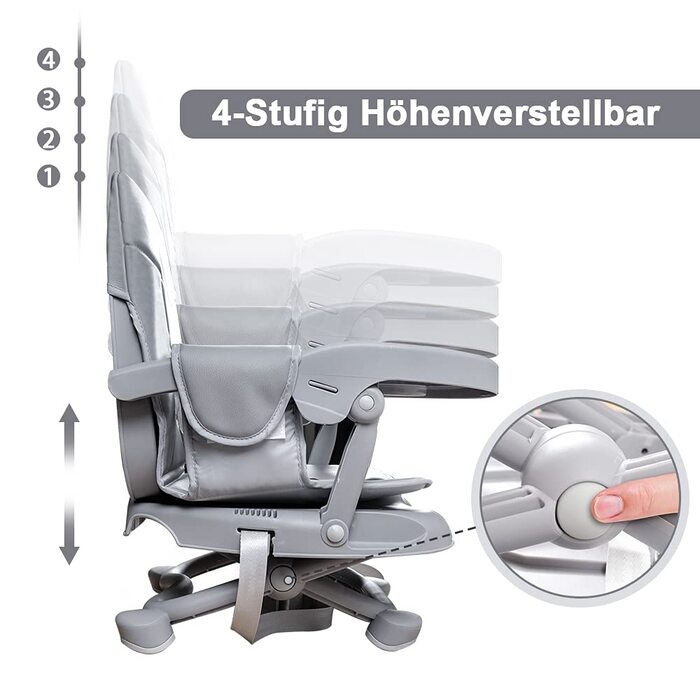 Дитячий стільчик-бустер YOLEO, Портативний стільчик для дитини, всього 2 кг, Сидіння-бустер з ременями безпеки та знімним піддоном