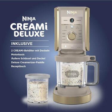 Морозивоnica Ninja CREAMi Deluxe з 2 контейнерами, Stone Gold NC502EUSTGD