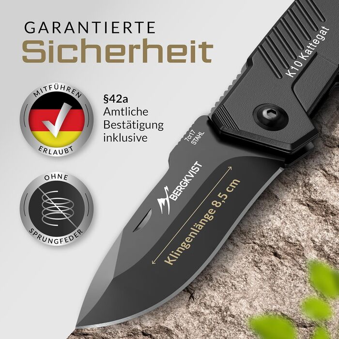 Складаний ніж (дворучний) - гострий кишеньковий ніж для активного відпочинку та виживання з вогнетривкої сталі та чохлом - дозволе