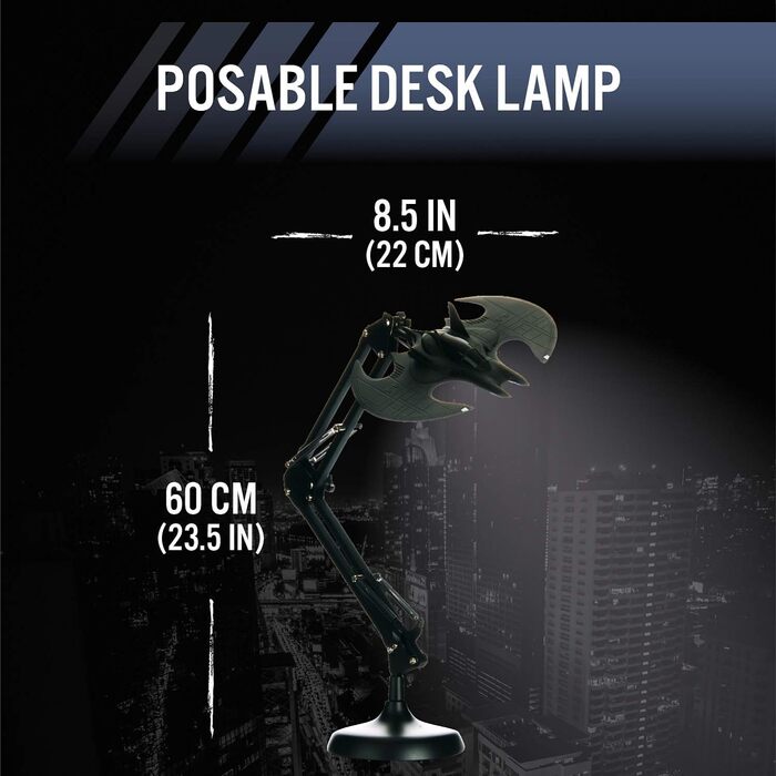 Настільна лампа Paladone PP5055BM Batwing BDP гнучка, ідеально підходить для офісу та дому, 10 Вт, пластик, чорний