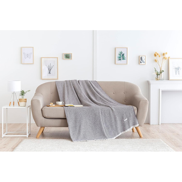 Ковдра Todocama Extra Soft Cotton, Four Seasons, Багатоцільове покривало, Покривало для дивана, Чохол для кушетки, Покривало для дивана (Темно-сірий), PRCMAMSGROS, 120 x 180 см 120 x 180 см Темно-сірий