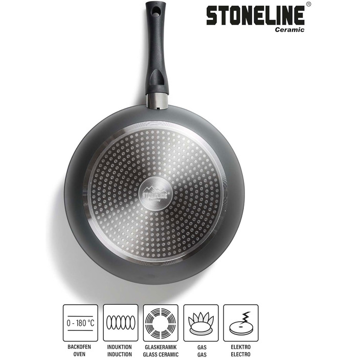 Керамічна сковорода STONELINE з кришкою 28 см Керамічна сковорода Індукційна сковорода з антипригарним покриттям з реальними части