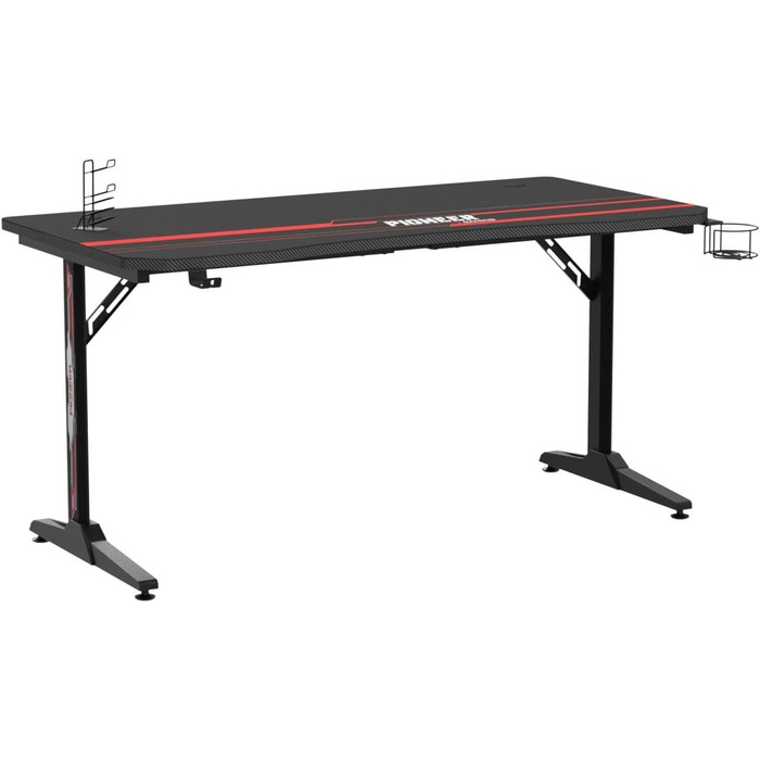 Стіл 140 см Ігровий стіл Геймерський комп'ютерний стіл Ергономічний стіл для ПК з Т-подібною формою для зберігання кабелів, підскл