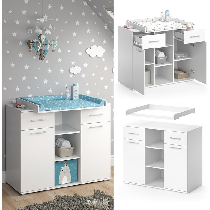 Пеленальний столик Vicco Leonie, пеленальний блок для комода, білий, 113 x 100 см