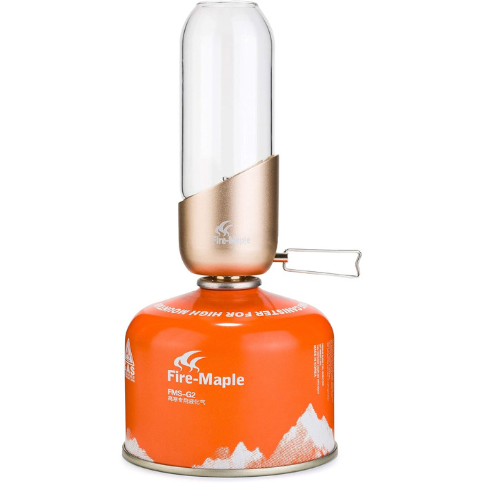 Газова лампа Fire Maple для кемпінгу та на відкритому повітрі ЛИШЕ 140 г - Газова лампа з нержавіючої сталі, анодованого алюмінію, міді та боросилікатного скла - Ідеально підходить для походів, кемпінгу, відпочинку та багато іншого.