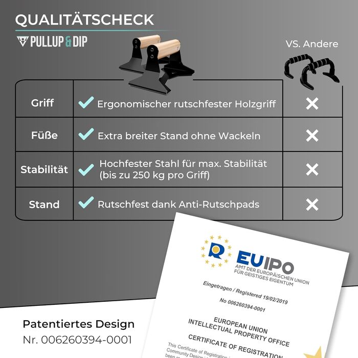 Ручки для віджимань PULLUP & DIP з ергономічною дерев&39яною ручкою та міцною сталлю - Нековзні турніки для віджимань, турніки для стійки на руках для силових тренувань та калістеніки
