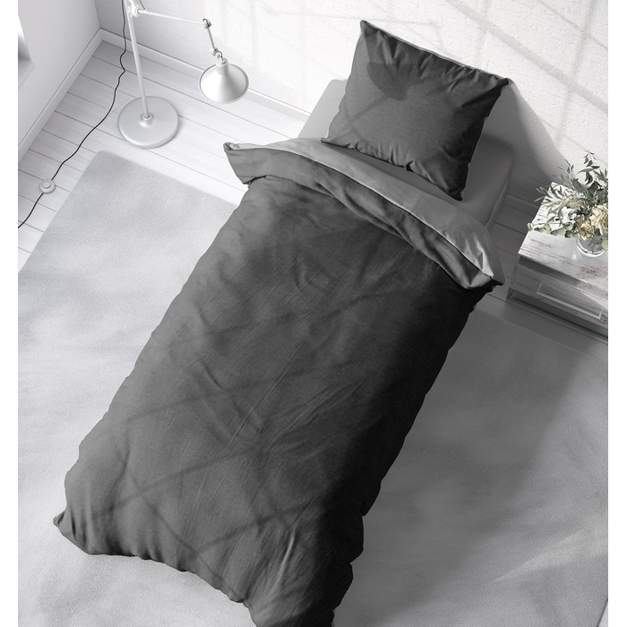 Постільна білизна one-home Jersey, затишні м&39які бавовняні підковдри на блискавці, розмір 135x200 см, колір меланжовий сірий 135x200 см меланжовий сірий