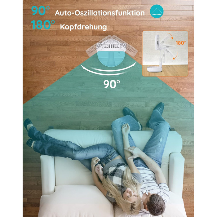 Вентилятор Primevolve 7.7 'коливальний стіл і підставка з пультом дистанційного керування, портативний складаний дорожній вентилят