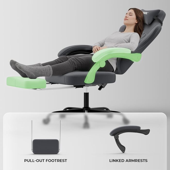 Геймерське крісло початкового рівня, ергономічне комп&39ютерне крісло з регульованою висотою та спинкою, просте ігрове крісло для дітей, підлітків та дорослих для кімнат та офісів, сірого кольору.