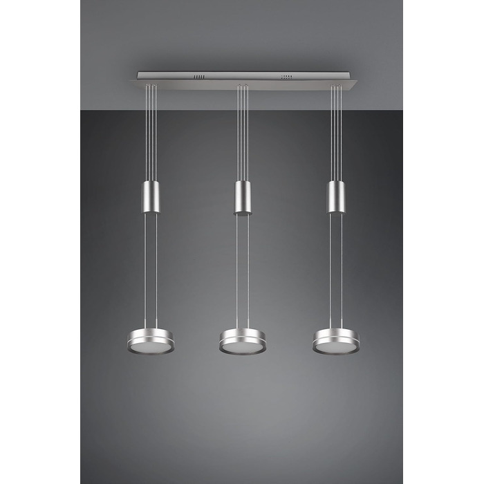 Світлодіодний торшер Trio Lights Franklin 426510208, Метал в т.ч. 35 Вт LED, Зміна кольору, Диммер (нікель-матовий, підвісний 3-полум'яний)