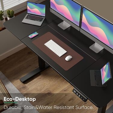 Електричне регулювання висоти столу 160x60 см, регулювання висоти столу з функцією пам&39яті та технологією запобігання зіткненням, колеса, зрощувальна дошка, чорний каркас/чорна стільниця 160 x 60 см, чорнийчорний