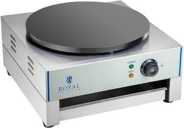 Млинниця Royal Catering RCEC-3000-E (Ø 40 см, 3 000 Вт, чавун з емальованим покриттям, нержавіюча сталь, висувний лоток розподільник тіста)
