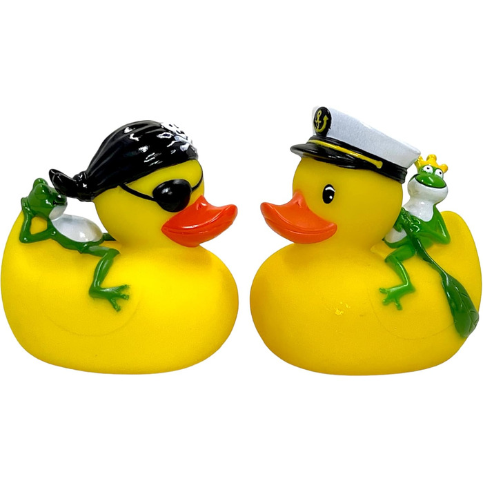 Іграшка для купання MIK funshopping гумове каченя, яке писчить (набір з 2 предметів качечки пірат і капітан)