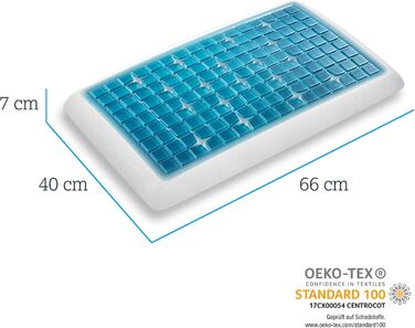 Ортопедична подушка для шиї Technogel Deluxe запатентована, не містить шкідливих речовин та сертифікована гелева подушка для шийного відділу хребта для сну на спині та боці, включаючи наволочку 66x40x07 см (1 упаковка)