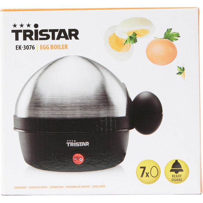 Яйцеварка Tristar EK-3076 - на 7 яєць, чорна нержавіюча сталь