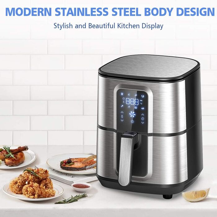 Фритюрниця OZEANOS 5.5 л, потужність 1800 Вт, цифрова сенсорна панель, готові програми, таймер до 30 хвилин - можна мити в посудомийній машині, OT-AF-55SM-DIGITAL 5.5 л