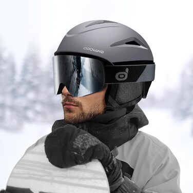 Комплект лижного шолома та окулярів Odoland, шолом для сноуборду та окуляри для сноуборду для жінок, чоловіків та дітей, лижні окуляри із захистом від ультрафіолету 400, стійкі до вітру, окуляри для сноуборду для катання на лижах та альпінізму, розмір L (