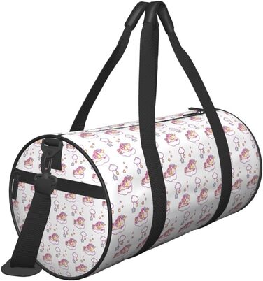 Спортивна сумка для подорожей, з дизайном Хмарка та Єдиноріг, для ночівлі, Чорна, Універсальний розмір