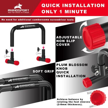 Турніри Parallettes Dip для калістеніки, віджимання, висота 10,2 дюйма, вантажопідйомність 300 кг/661 фунтів, силові тренування, домашній тренажерний зал, обладнання для калістеніки 19,6x10,2x10,2 дюйма, червоний