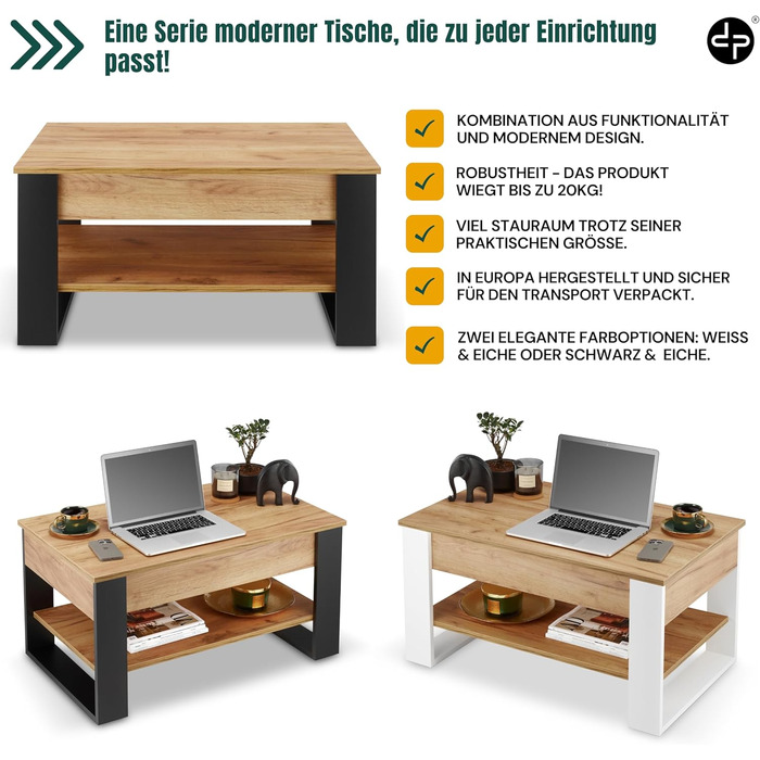 Журнальний столик з регульованою висотою та місцем для зберігання Розкладний стіл для вітальні Журнальний столик з регульованою висотою Розсувні журнальні столики Стіл для вітальні з дуба (чорний дуб)