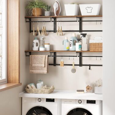 Настінна вішалка VASAGLE, меблі для передпокою, вішалка для верхнього одягу, з 8 гачками і полицею, для вітальні, передпокою, спал