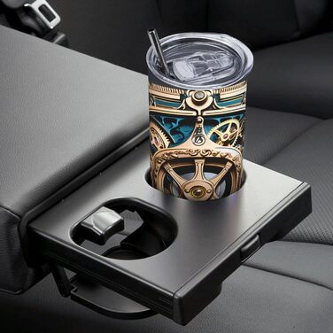 Кухоль з прямою трубочкою, 590 мл, стильний дизайн спорядження в стилі стімпанк, дорожній кухоль з принтом, підходить для кемпінгу, офісу та дому.