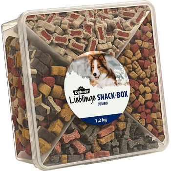 Ласощі для собак Dehner Lieblinge Dog Snack без цукру, велика коробка снеків, для дорослих собак, з 4 різними видами, 1,2 кг