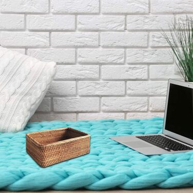 Плетені кошики з ротанга, 30 x 20 x 9 см, прямокутний плетений кошик для фруктів, плетені кошики, кошики для зберігання речей для організації прикрас для вхідної зони, столу, 30x20x9 см