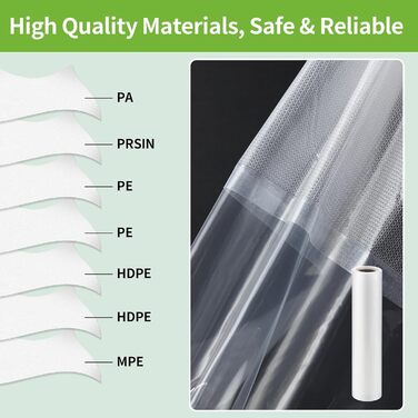 Вакуумний пакувальник Tallgoo Bag 9 рулонів вакуумної плівки для упаковки, вакуумний пакет для їжі, міцний і стійкий до розриву, без BPA, термозбіжна плівка для вакуумного пакувальника для всіх вакуумних пакувальників, киплячий і су-від, 15/20/28 x 300 см